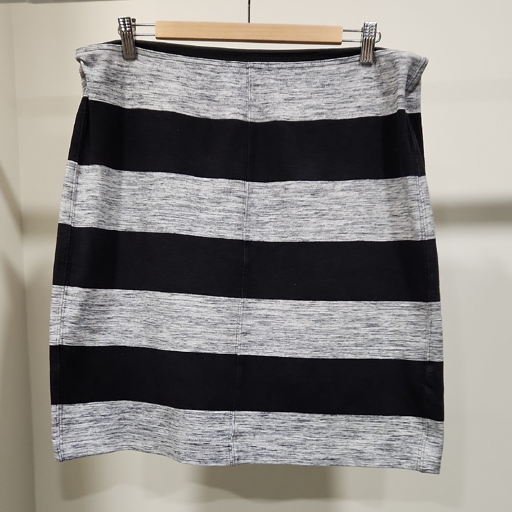 Joe Fresh Black and Heather Gray Striped Pencil Skirt
